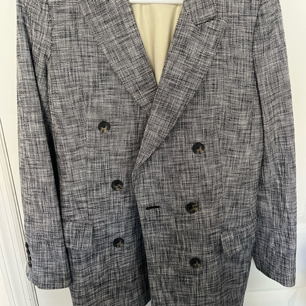 Classic Gray Double-Breasted Men's Blazer